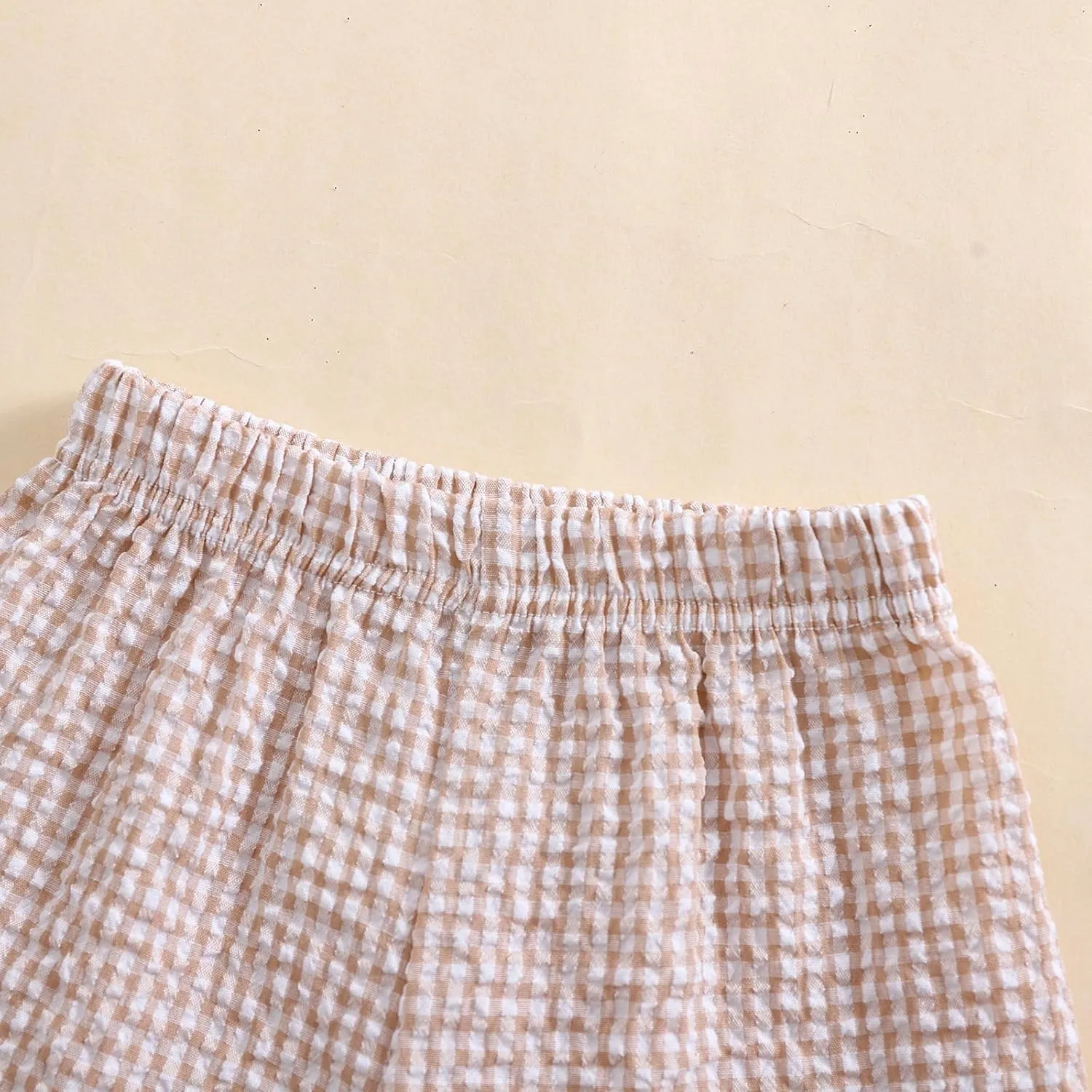 Kids Toddler Boys Girls Gingham/Seersucker Shorts Elastic Waist Plaid/Striped Elastic Waist Shorts Pants Bottoms