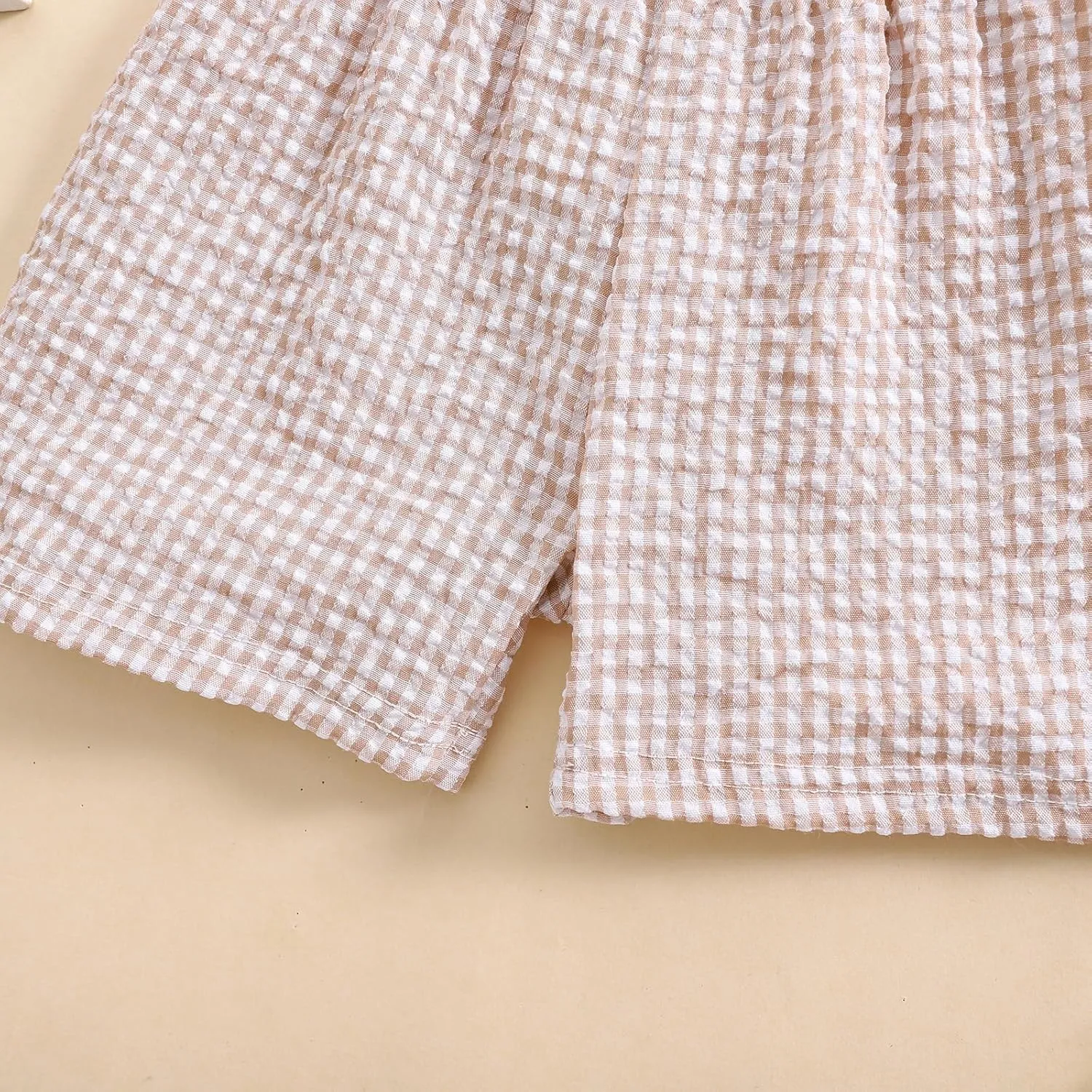 Kids Toddler Boys Girls Gingham/Seersucker Shorts Elastic Waist Plaid/Striped Elastic Waist Shorts Pants Bottoms