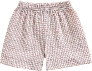 Kids Toddler Boys Girls Gingham/Seersucker Shorts Elastic Waist Plaid/Striped Elastic Waist Shorts Pants Bottoms