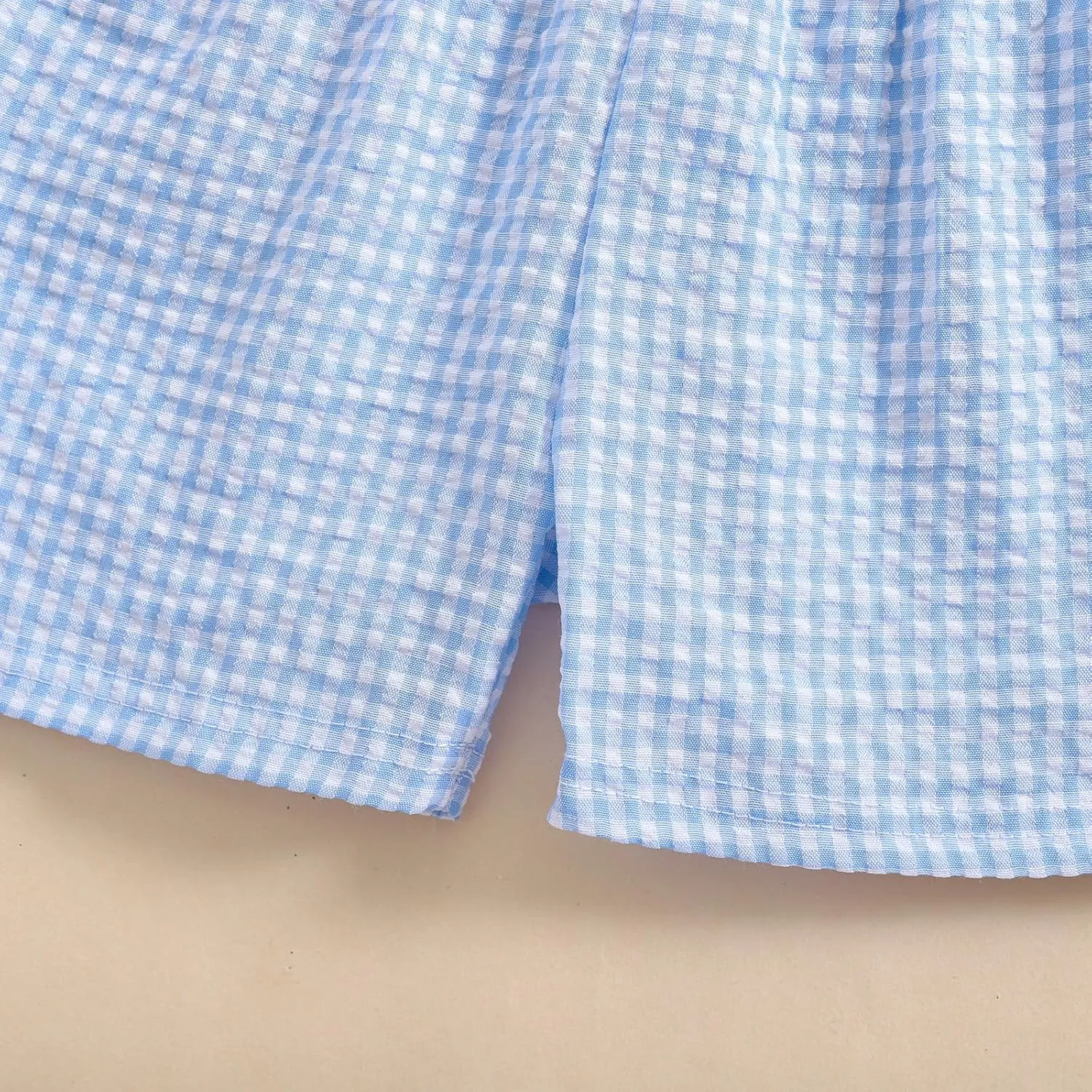 Kids Toddler Boys Girls Gingham/Seersucker Shorts Elastic Waist Plaid/Striped Elastic Waist Shorts Pants Bottoms