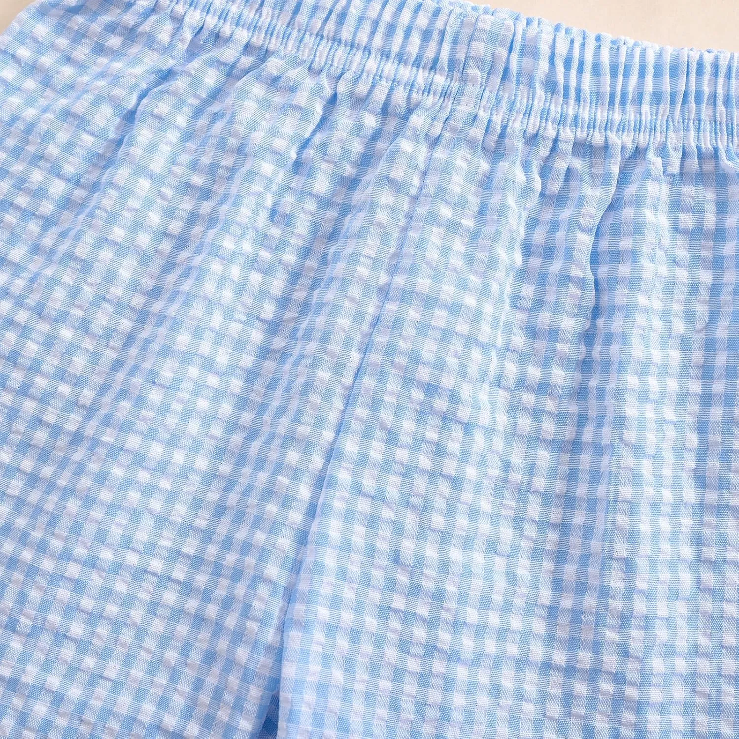 Kids Toddler Boys Girls Gingham/Seersucker Shorts Elastic Waist Plaid/Striped Elastic Waist Shorts Pants Bottoms
