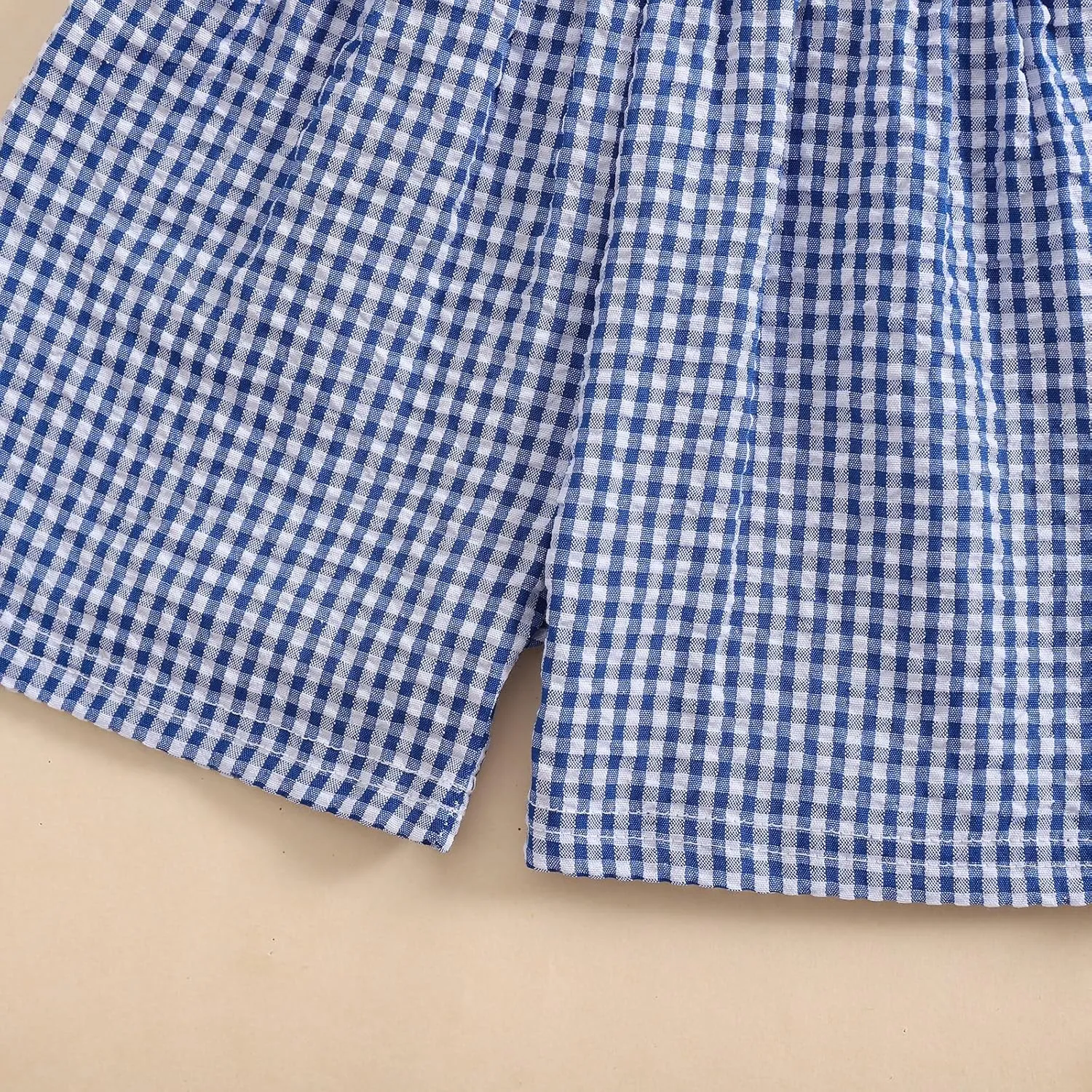 Kids Toddler Boys Girls Gingham/Seersucker Shorts Elastic Waist Plaid/Striped Elastic Waist Shorts Pants Bottoms