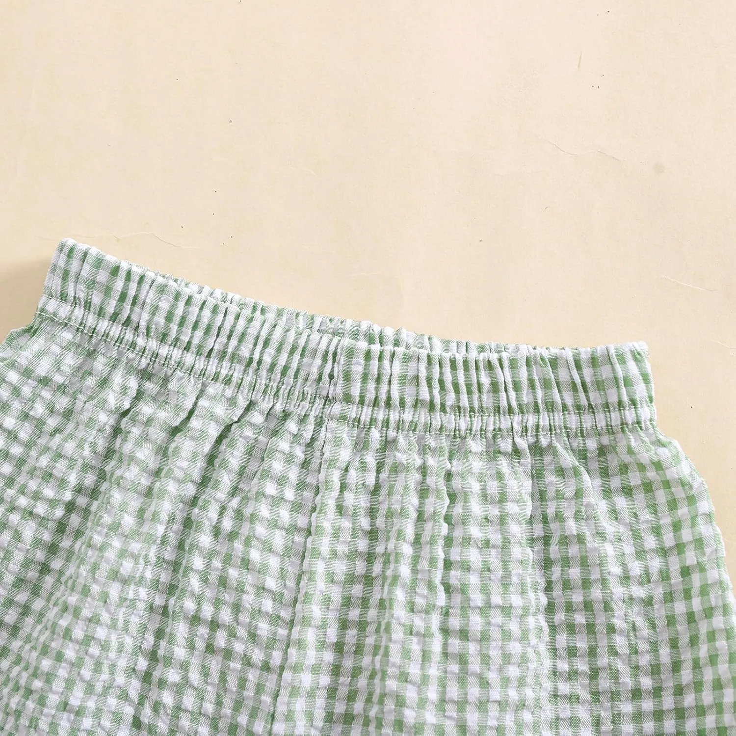 Kids Toddler Boys Girls Gingham/Seersucker Shorts Elastic Waist Plaid/Striped Elastic Waist Shorts Pants Bottoms