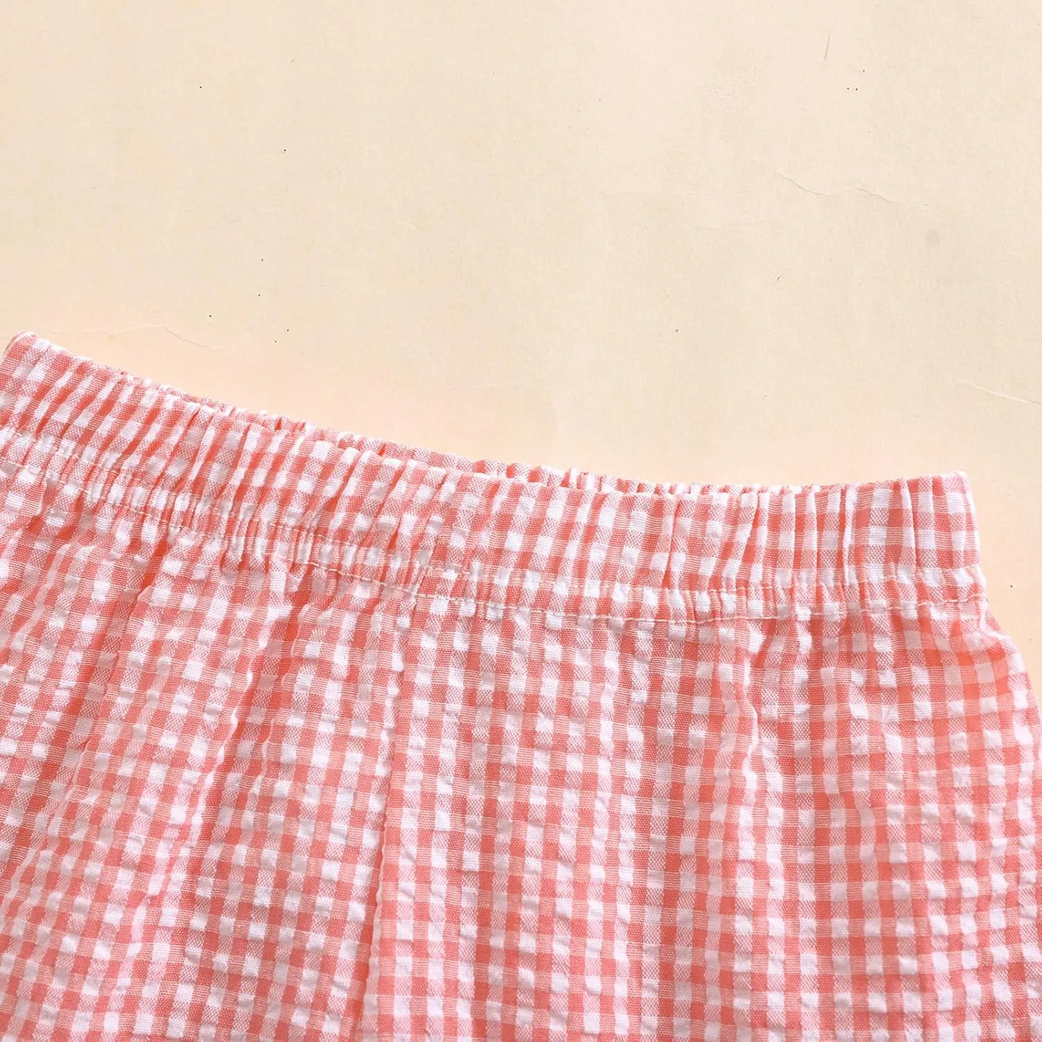 Kids Toddler Boys Girls Gingham/Seersucker Shorts Elastic Waist Plaid/Striped Elastic Waist Shorts Pants Bottoms