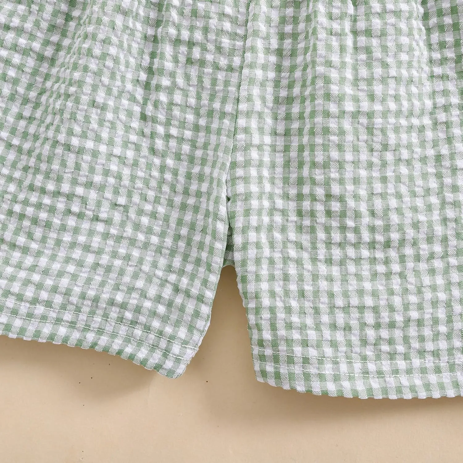 Kids Toddler Boys Girls Gingham/Seersucker Shorts Elastic Waist Plaid/Striped Elastic Waist Shorts Pants Bottoms