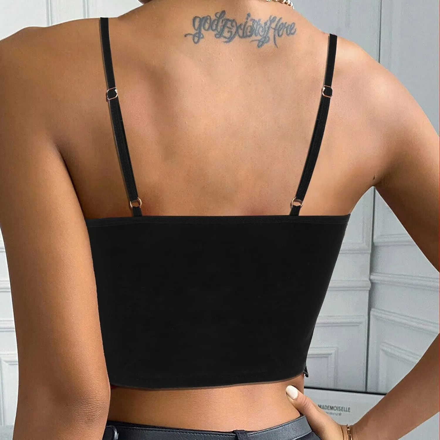 Lace Bralette for Women V Neck Camisoles Top Bra Sexy Sheer Bralette Lingerie Padded Backless Yoga Tank Tops