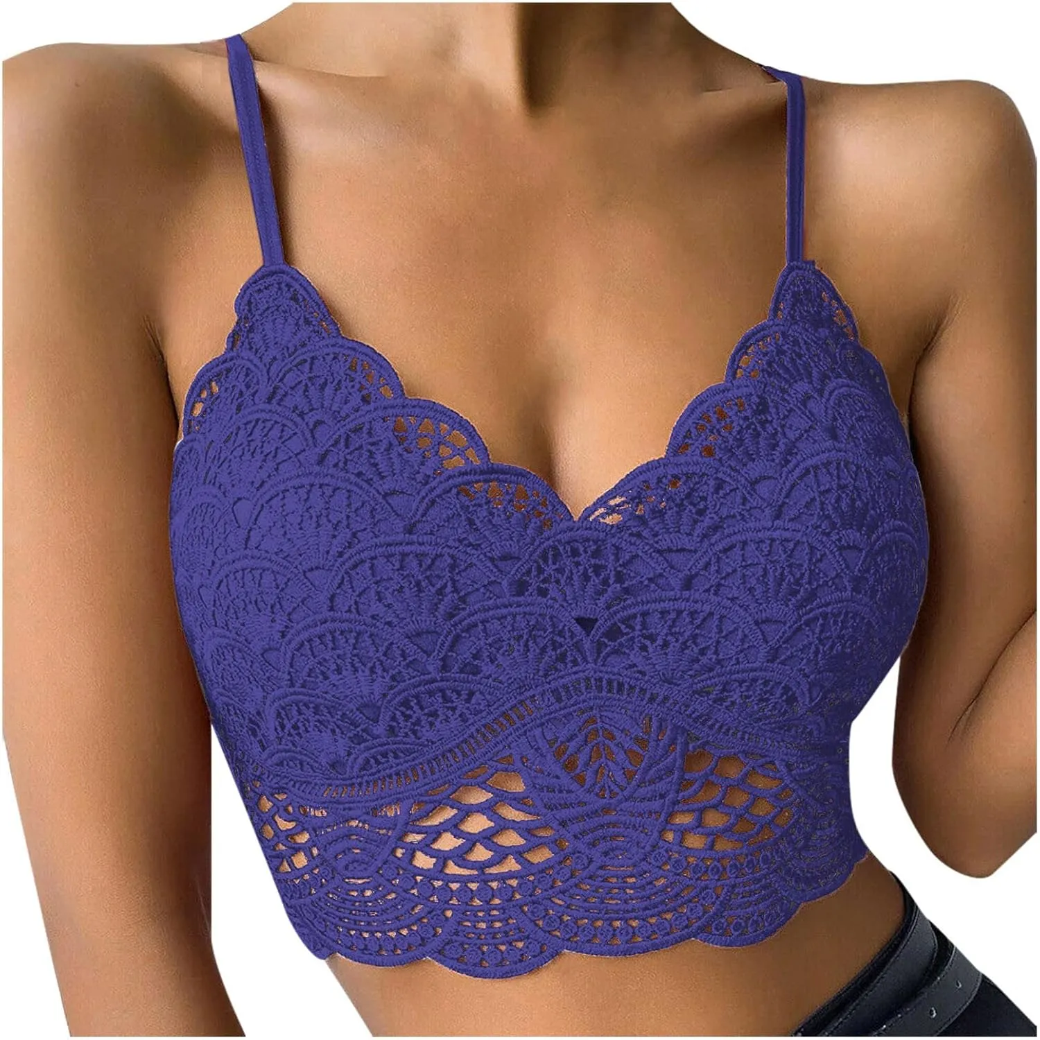 Lace Bralette for Women V Neck Camisoles Top Bra Sexy Sheer Bralette Lingerie Padded Backless Yoga Tank Tops