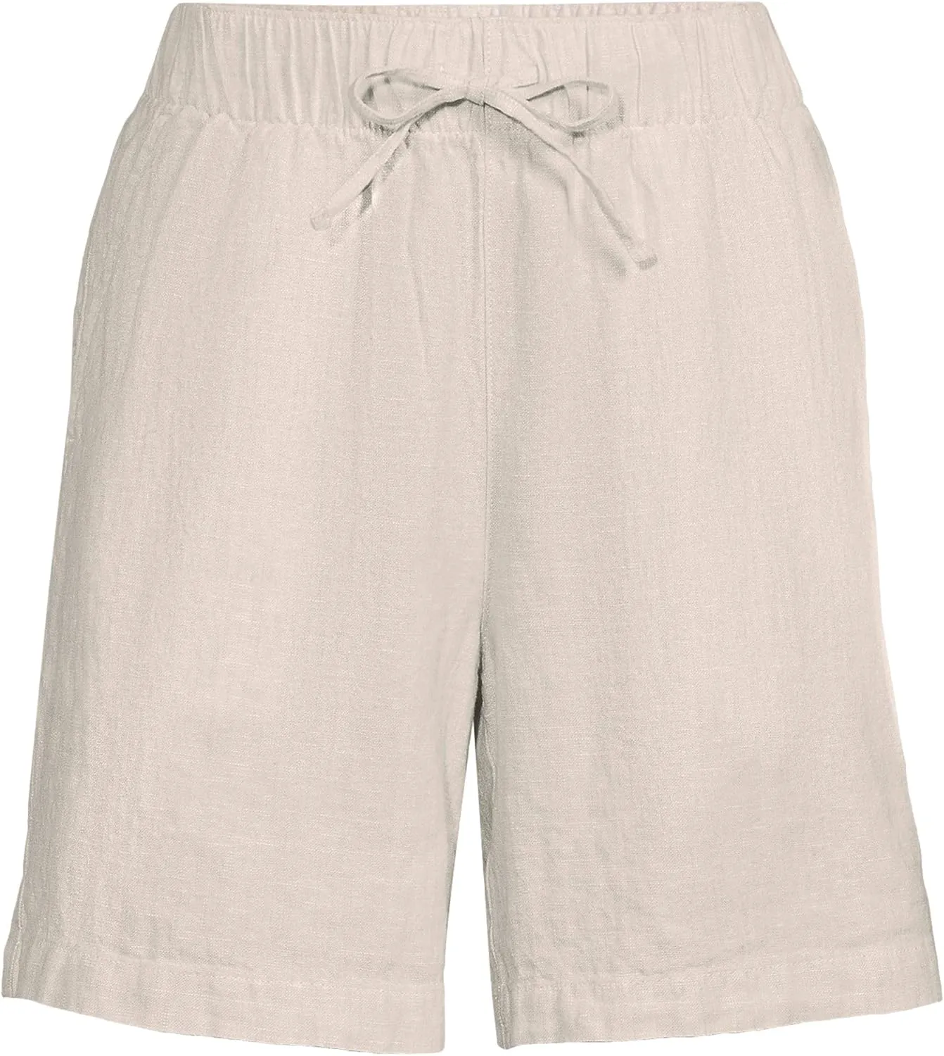 Lands' End Women's Linen High Rise Pull On 7" Shorts