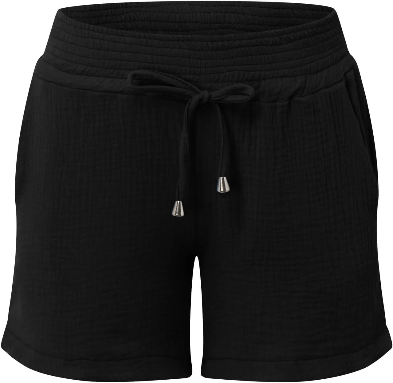 Linen Maternity Shorts Women Comfort Double Layered Underbelly Drawstring Elastic Waist Shorts Casual Lightweight Shorts