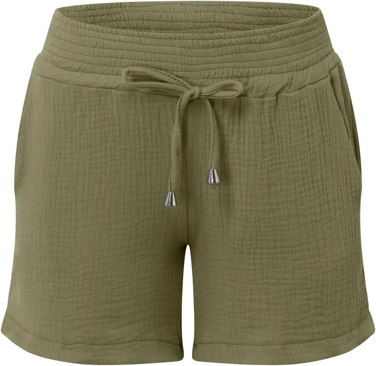 Linen Maternity Shorts Women Comfort Double Layered Underbelly Drawstring Elastic Waist Shorts Casual Lightweight Shorts