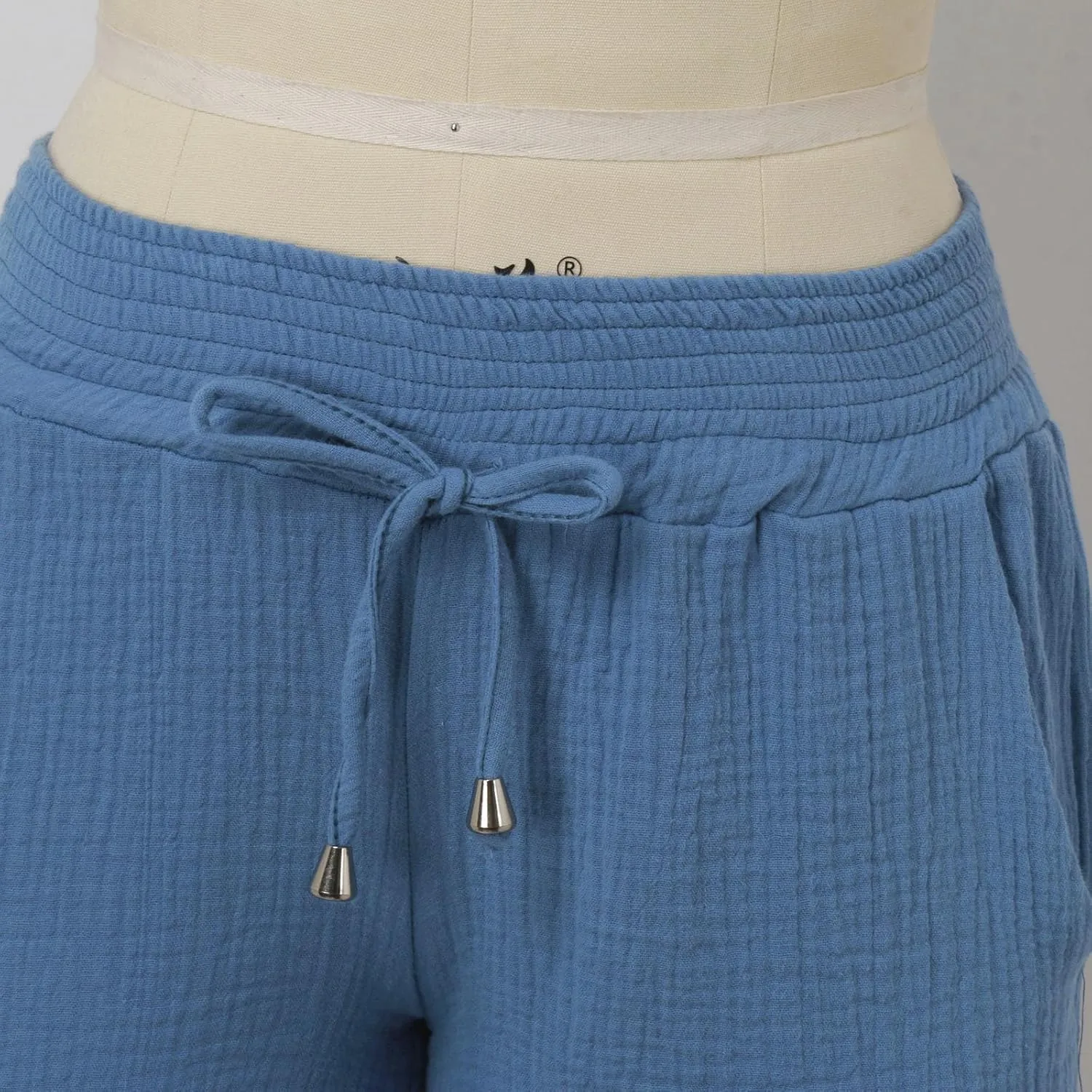 Linen Maternity Shorts Women Comfort Double Layered Underbelly Drawstring Elastic Waist Shorts Casual Lightweight Shorts