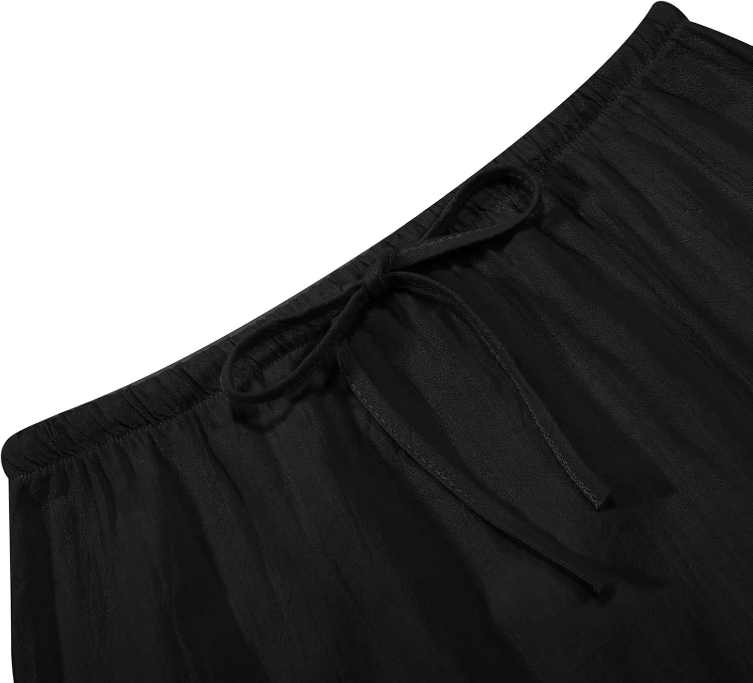 Linen Maxi Skirts for Women with Slit Summer Comfy Drawstring Waist A Line Skirts Vacation Boho Long Flowy Skirts