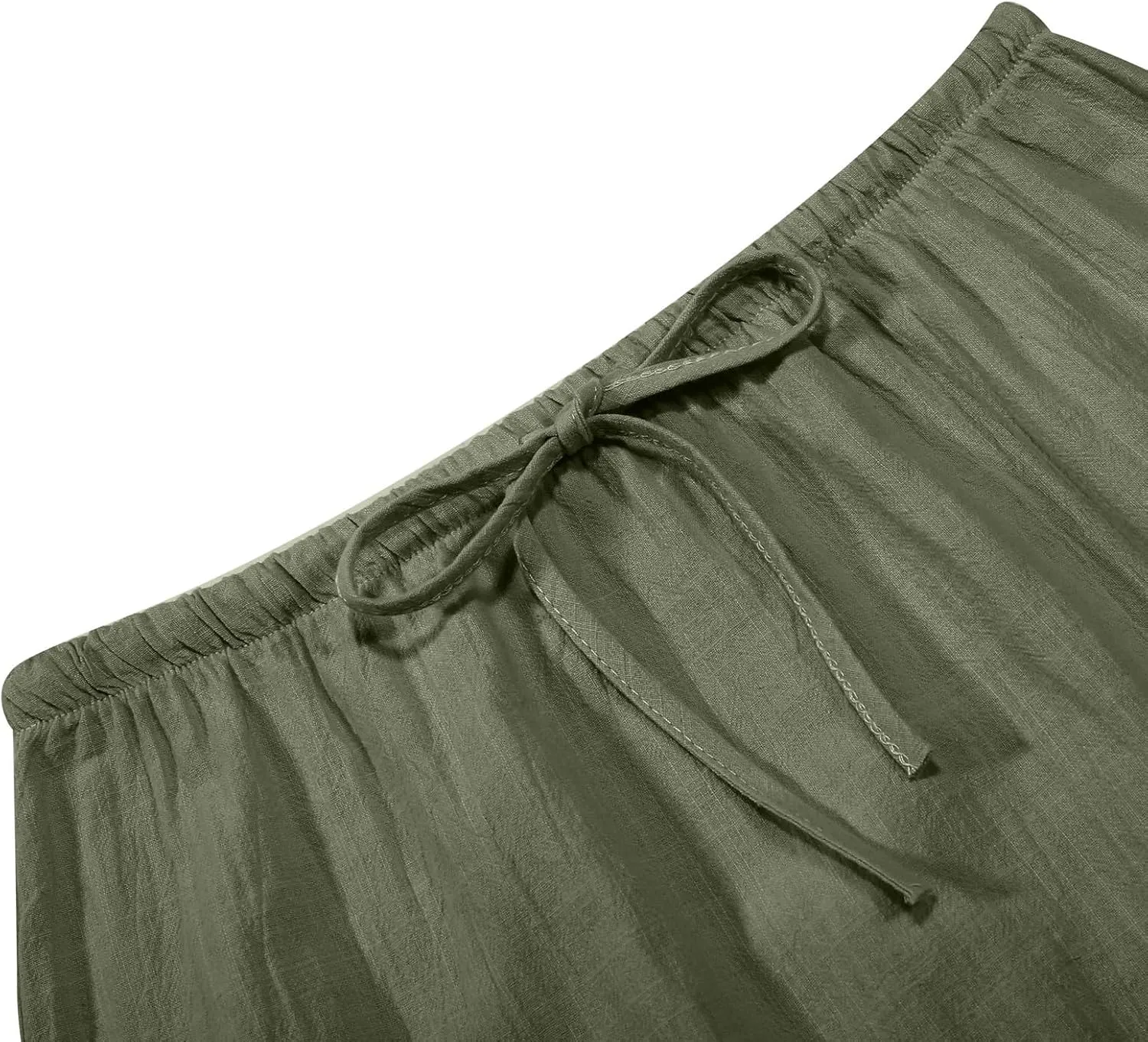 Linen Maxi Skirts for Women with Slit Summer Comfy Drawstring Waist A Line Skirts Vacation Boho Long Flowy Skirts