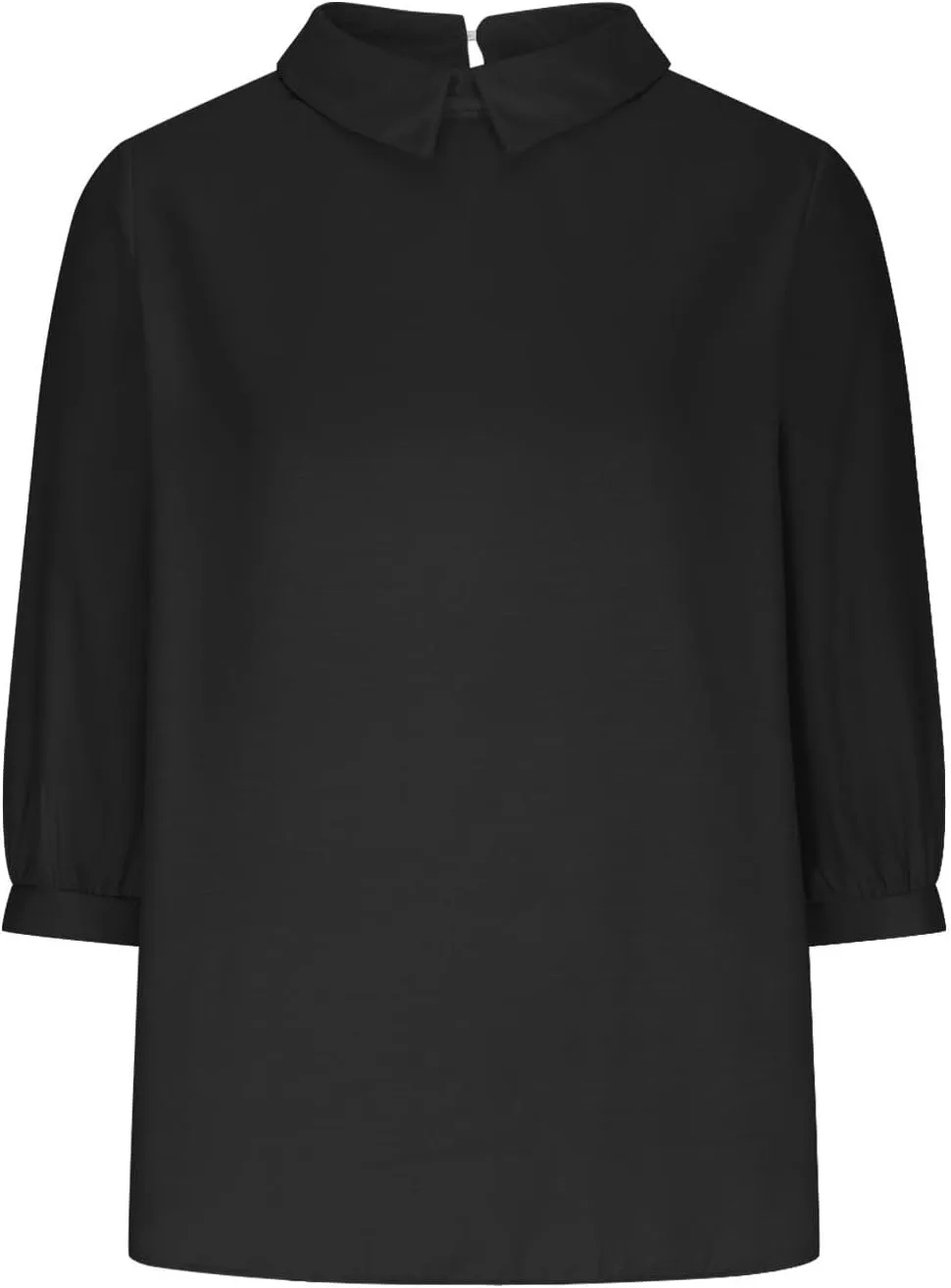 Linen Shirts for Women Casual Solid 3/4 Sleeve Blouses Trendy Lapel Doll Neck T-Shirt Summer Bohemian Tops