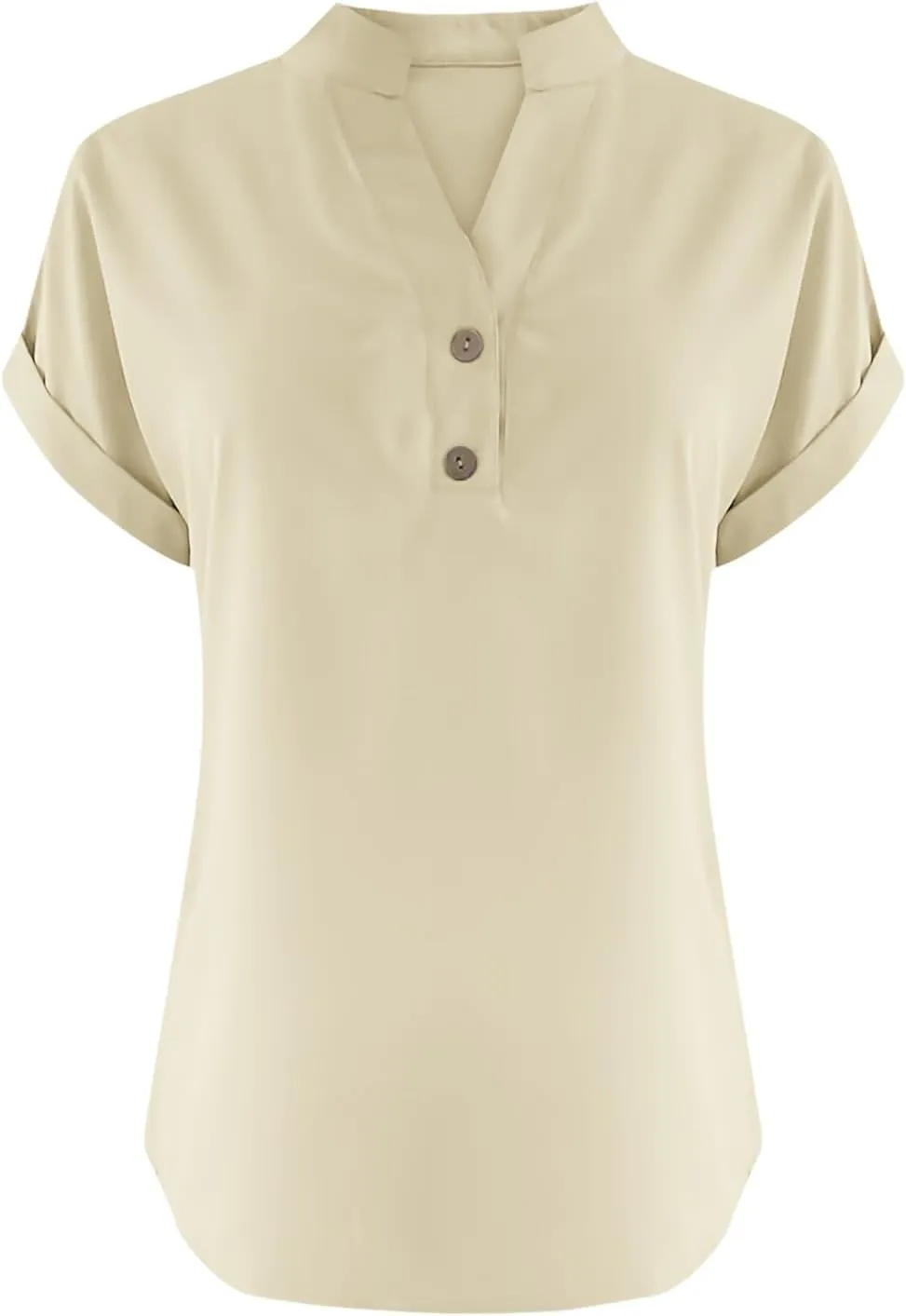 Linen Shirts for Women Summer Short Sleeve Casual Tops Henley Vacation Beach Lounge Button Lightweight Tunic Blouse