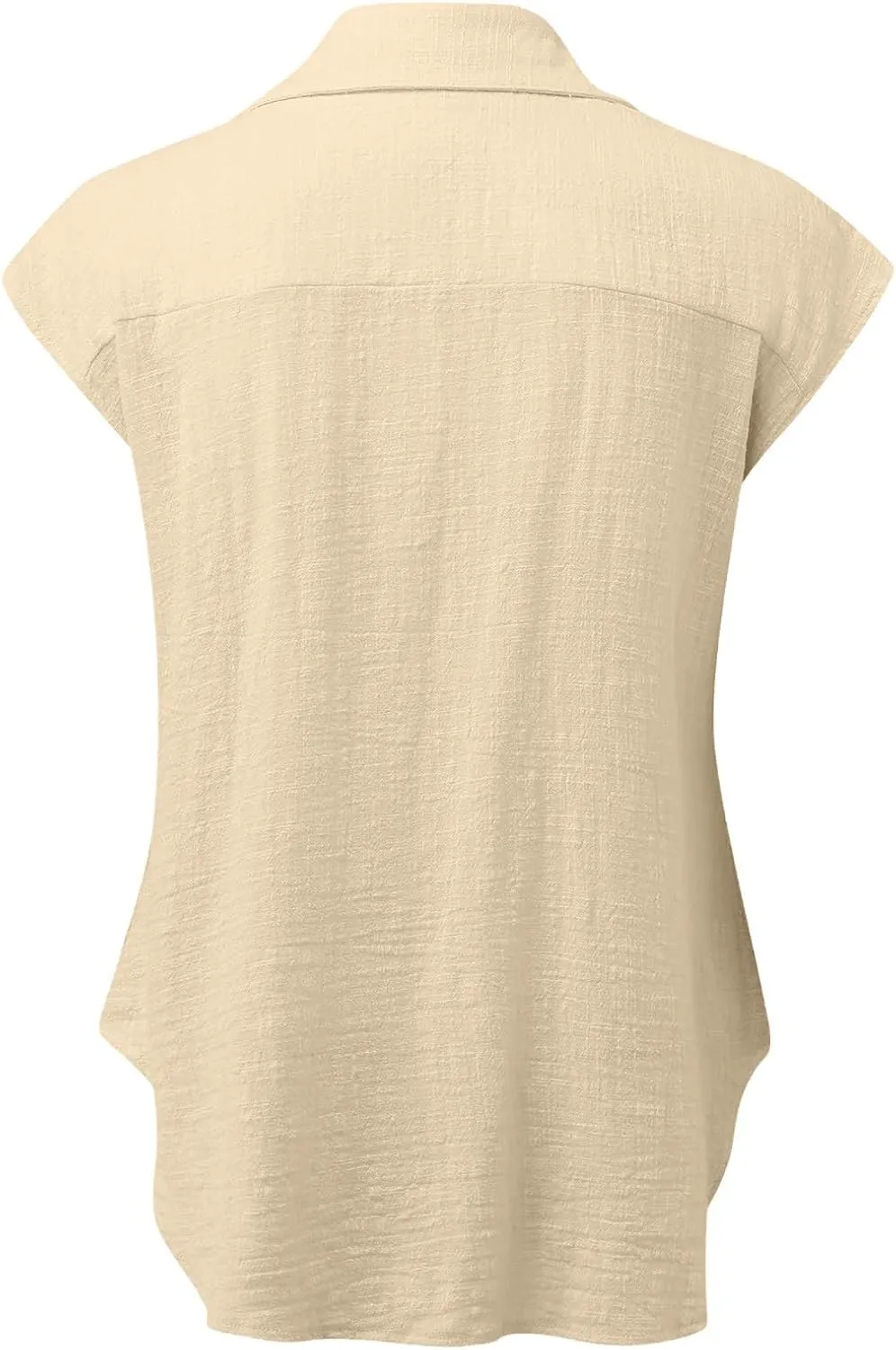 Linen Shirts for Women Trendy Button Down V Neck Shirt Summer Collared Short Sleeve Boho Tops Casual Blouses