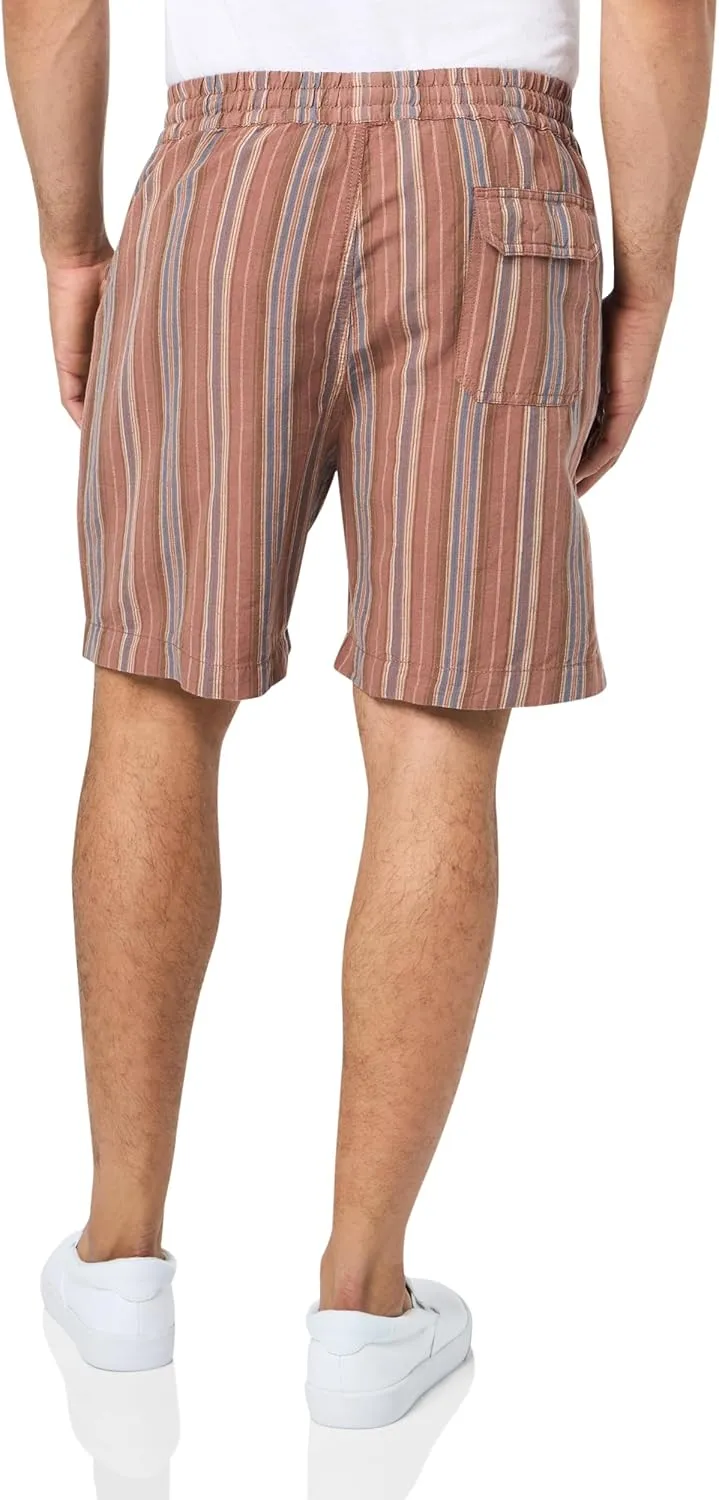 Lucky Brand Men's 7" Striped Linen Pull-on Shorts