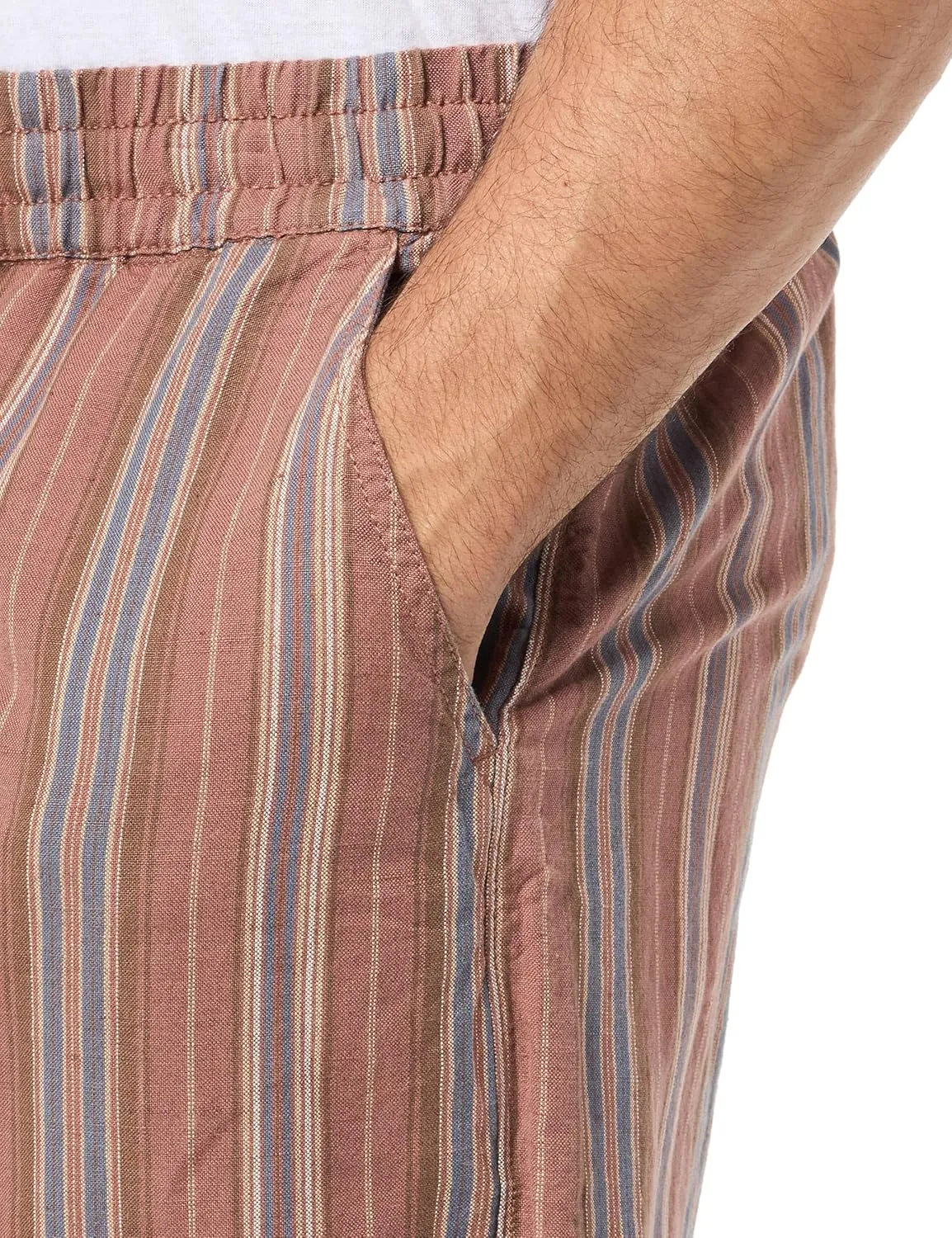 Lucky Brand Men's 7" Striped Linen Pull-on Shorts