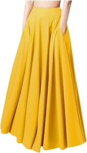 Maxi Skirt for Women High Waist Flowy A Line Long Skirts with Pockets Summer Boho Skirt