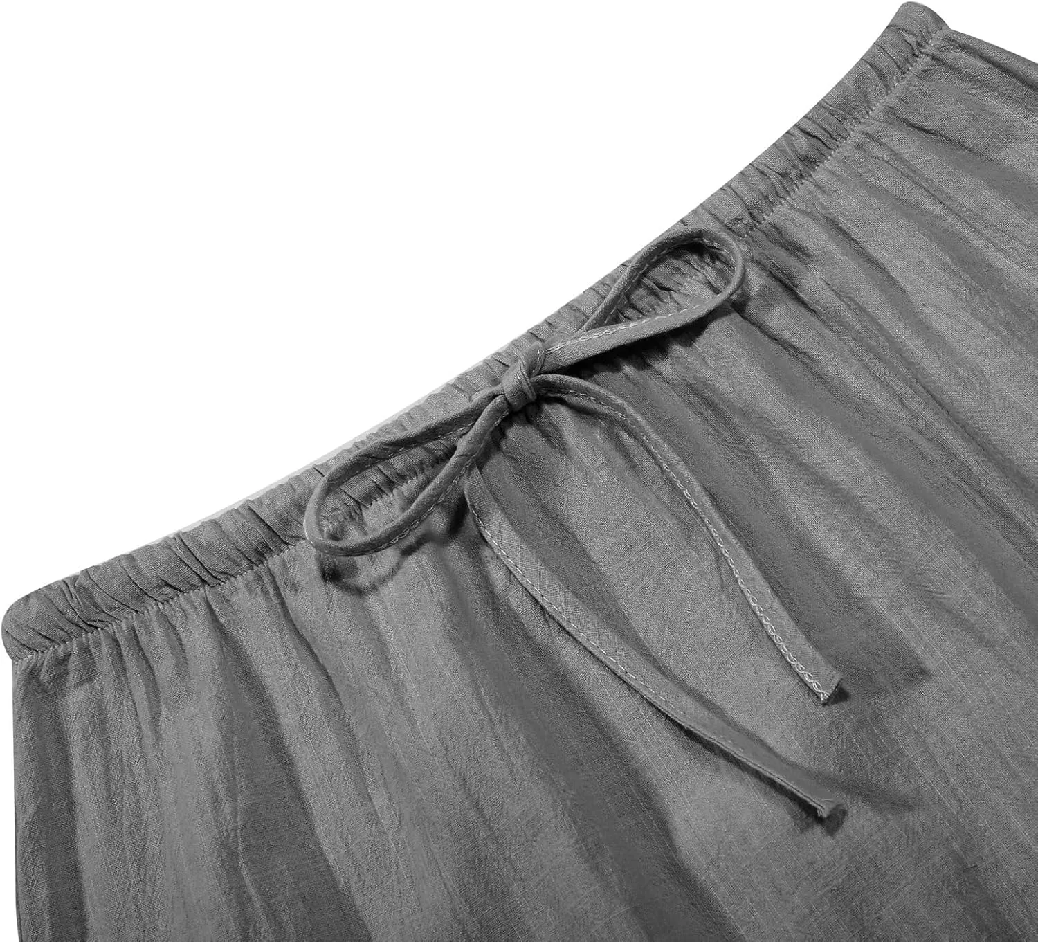 Maxi Skirts for Women Summer Cotton Linen Long Skirts Boho Casual Flowy Skirt Drawstring Waist A Line Skorts Trendy