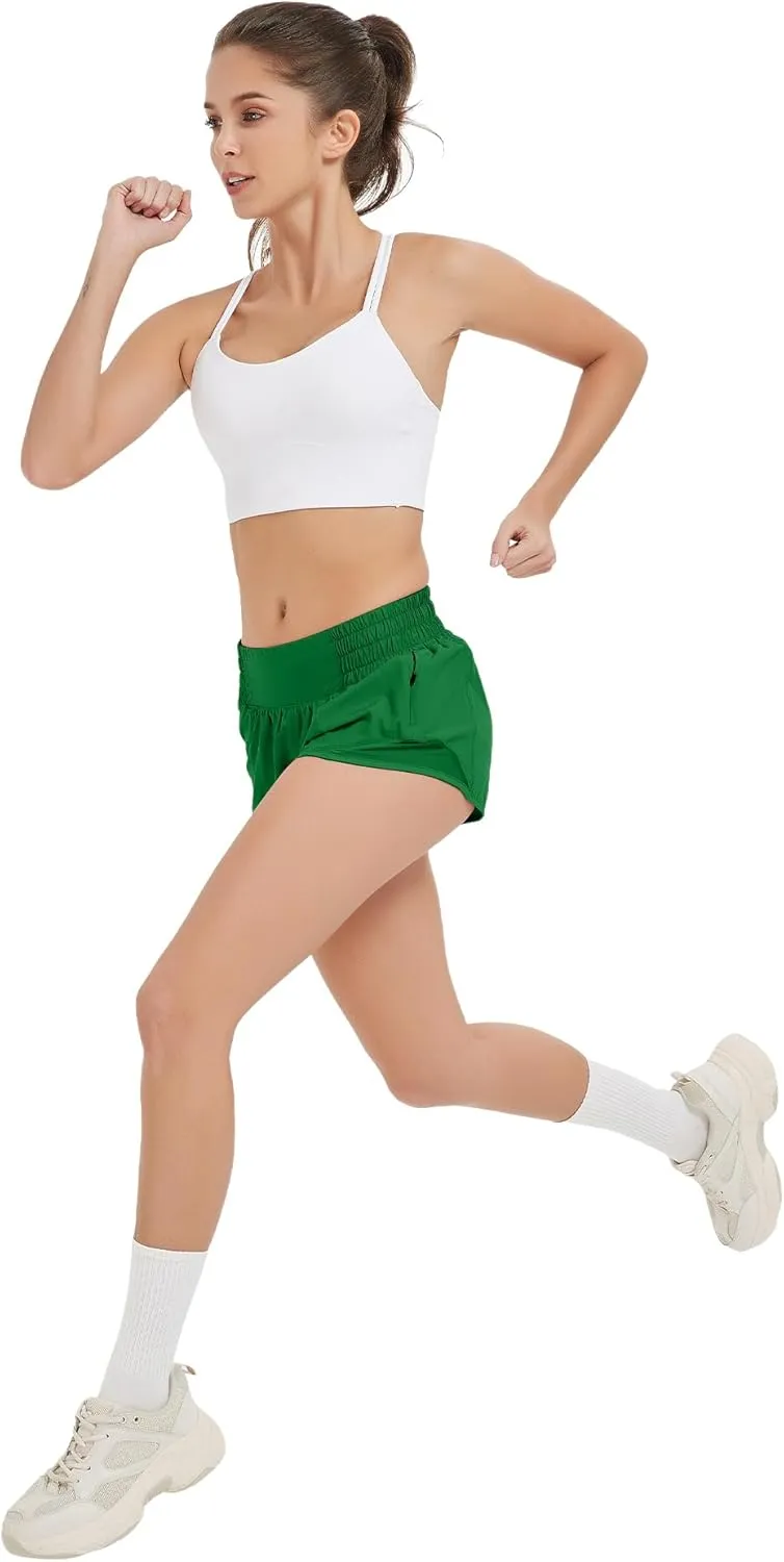 MCEDAR Women's Athletic Shorts for Gym Workout Shorts 2.5" Quick-Dry Lightweight Running Short with High Waisted Zip Pockets