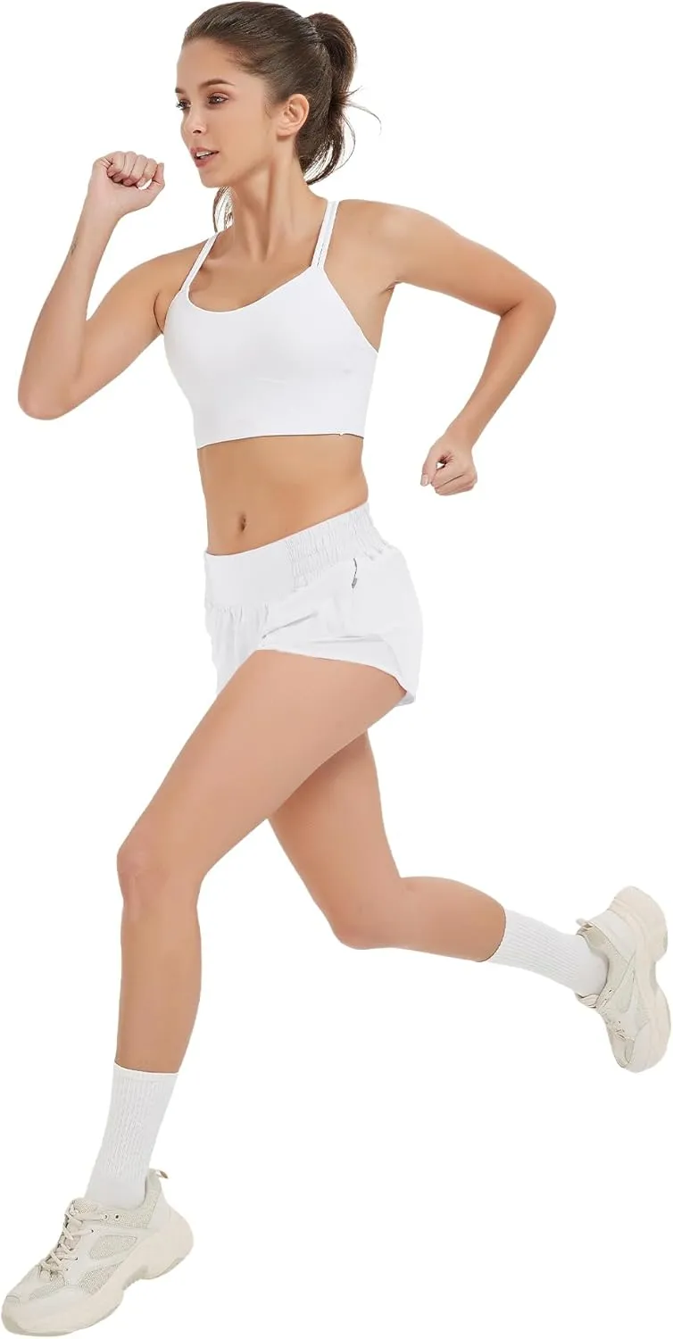 MCEDAR Women's Athletic Shorts for Gym Workout Shorts 2.5" Quick-Dry Lightweight Running Short with High Waisted Zip Pockets