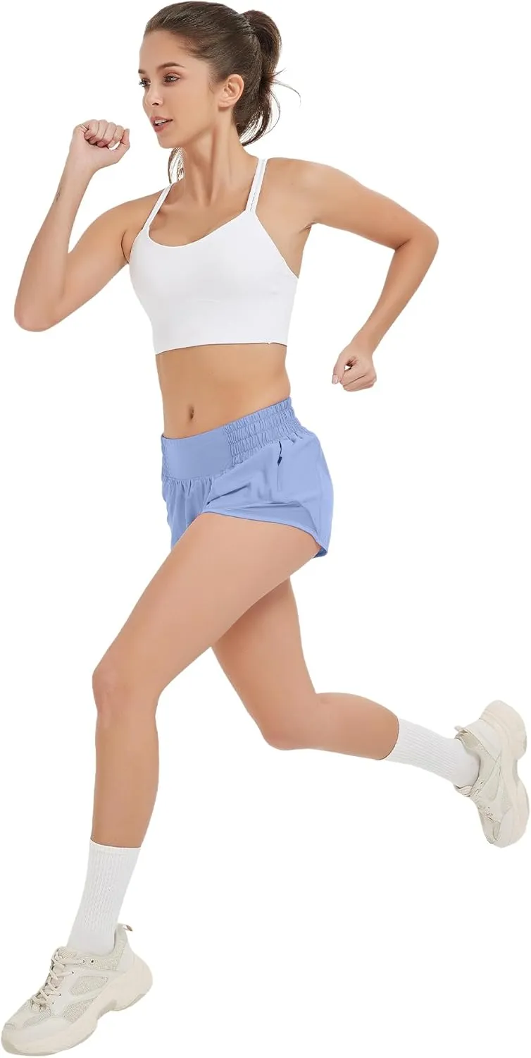 MCEDAR Women's Athletic Shorts for Gym Workout Shorts 2.5" Quick-Dry Lightweight Running Short with High Waisted Zip Pockets