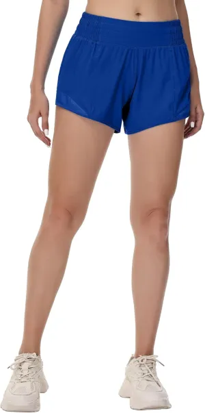 MCEDAR Women's Running Shorts High Waisted Lined 4"，Lightweight Active Workout Quick Dry Gym Athletic Sports Short Zip Pocket