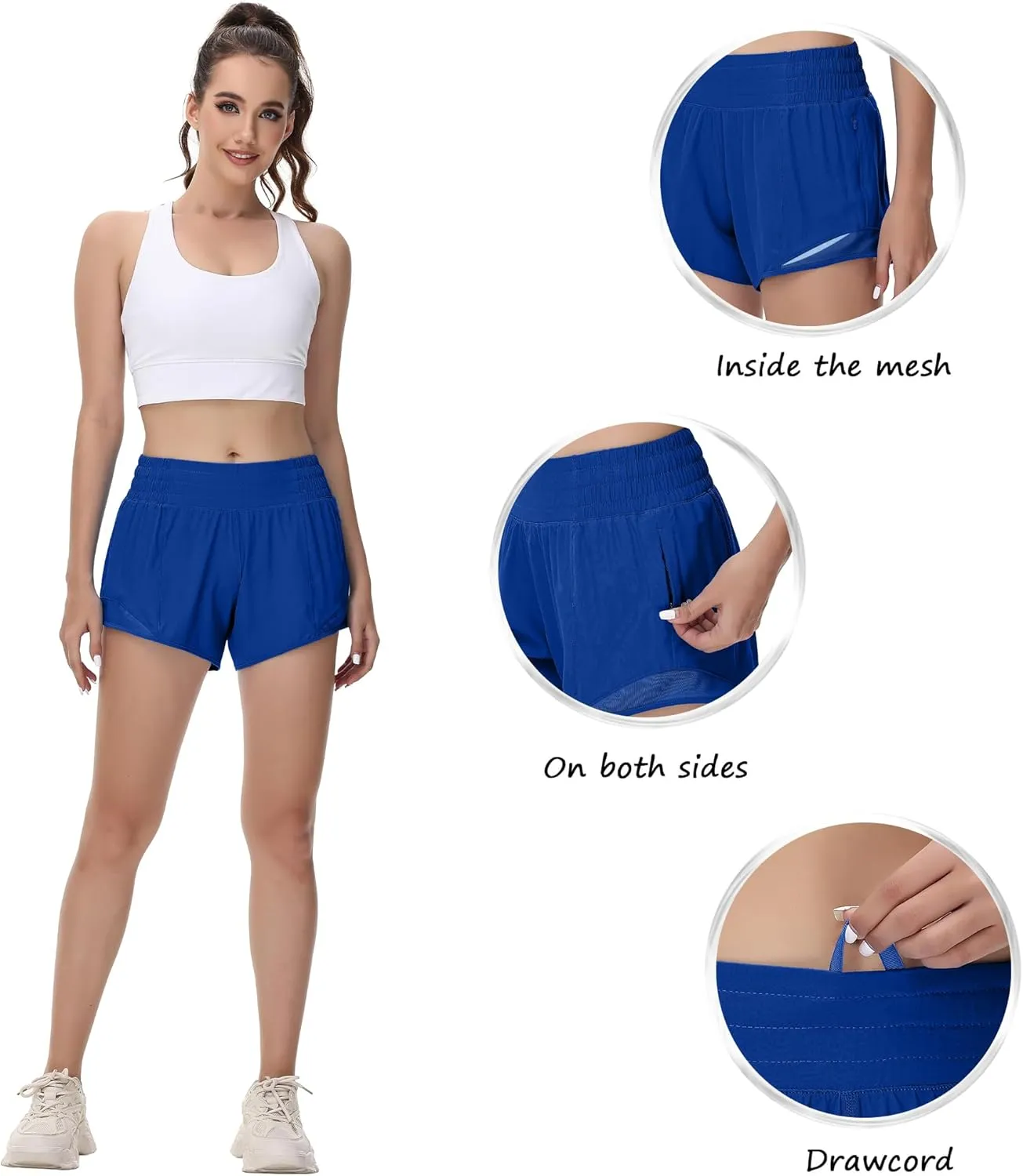 MCEDAR Women's Running Shorts High Waisted Lined 4"，Lightweight Active Workout Quick Dry Gym Athletic Sports Short Zip Pocket