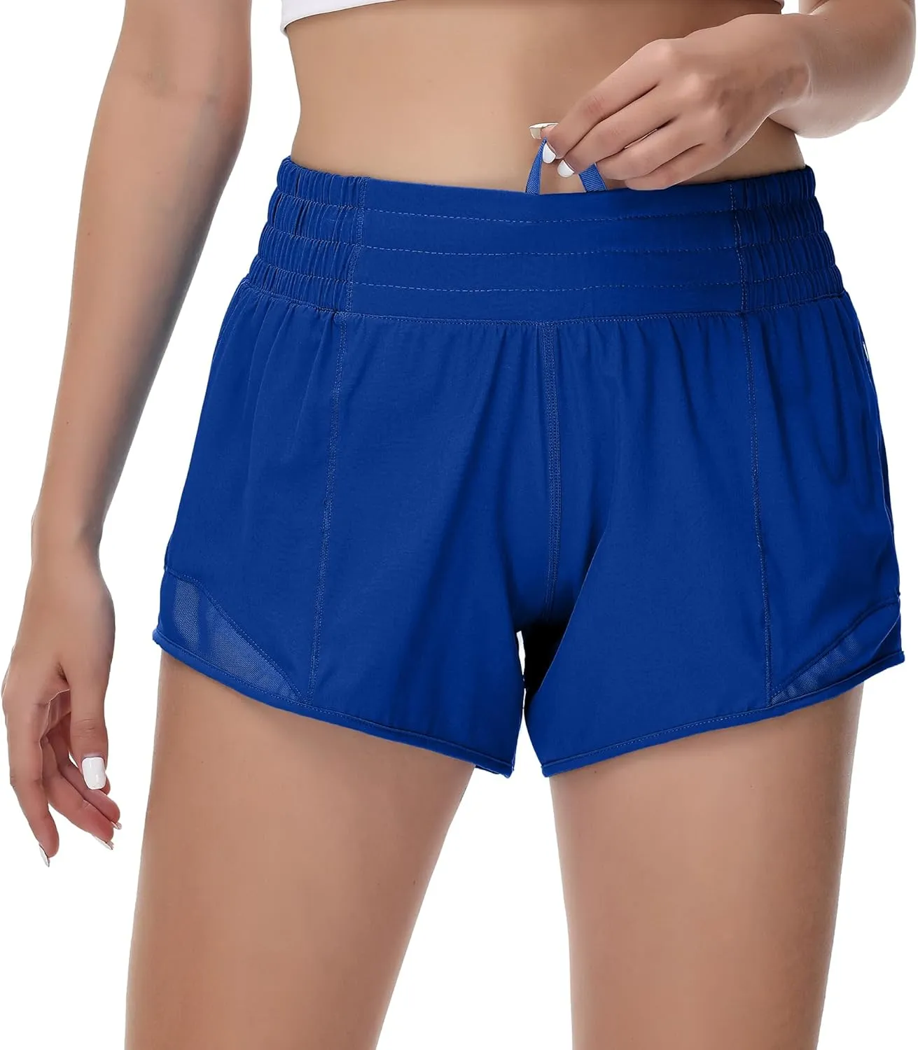 MCEDAR Women's Running Shorts High Waisted Lined 4"，Lightweight Active Workout Quick Dry Gym Athletic Sports Short Zip Pocket