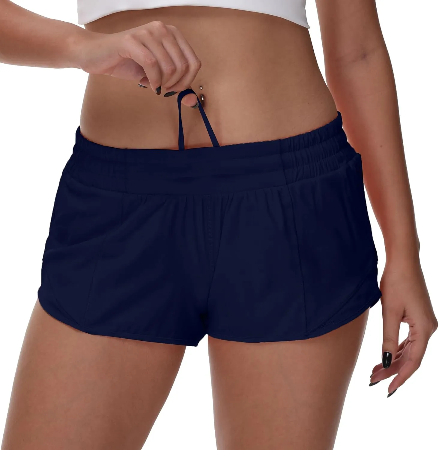 MCEDAR Women's Running Shorts Low Waisted 2.5"，Lightweight Active Workout Quick Dry Gym Athletic Sports Shorts Zip Pocket