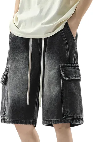 Men Baggy Denim Jorts Y2K Grunge Loose Fit Hip Hop Jean Shorts Summer Casual Short Jeans Streetwear Clothes