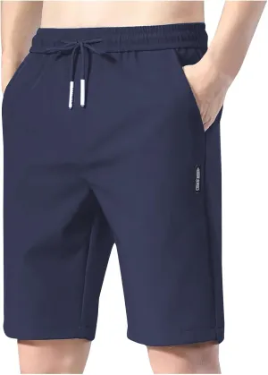Mens Athletic Running Shorts Quick Dry Drawstring Elastic Waist Basketball Gym Workout Shorts with Pockets