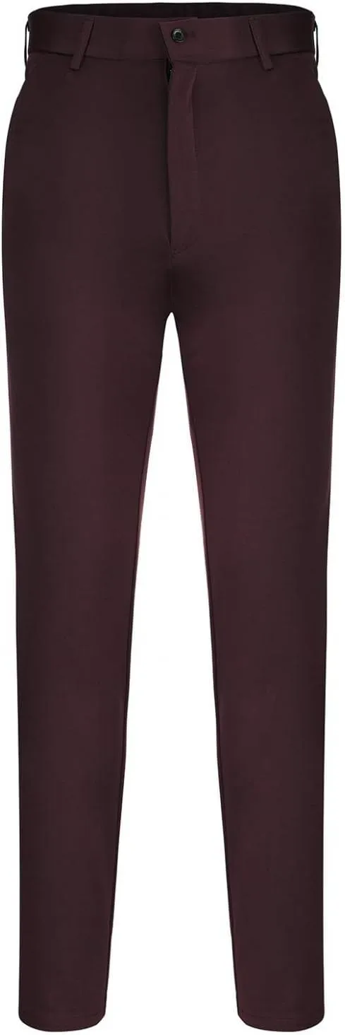 Men's Big and Tall Stretch Pleated Pants - Elastic Waist Chino Flat Front Classic Fit Pants Trousers Business Pants