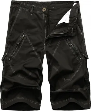 Men's Cargo Pants,Drawstring Elastic Waist Shorts Cotton Multi Pockets Trousers Sports Straight Leg Pants
