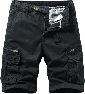 Men's Cargo Pants,Drawstring Elastic Waist Shorts Cotton Multi Pockets Trousers Sports Straight Leg Pants