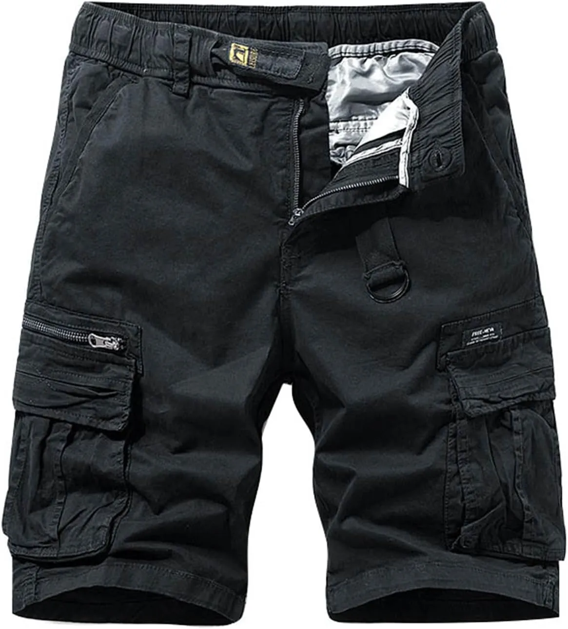 Men's Cargo Pants,Drawstring Elastic Waist Shorts Cotton Multi Pockets Trousers Sports Straight Leg Pants