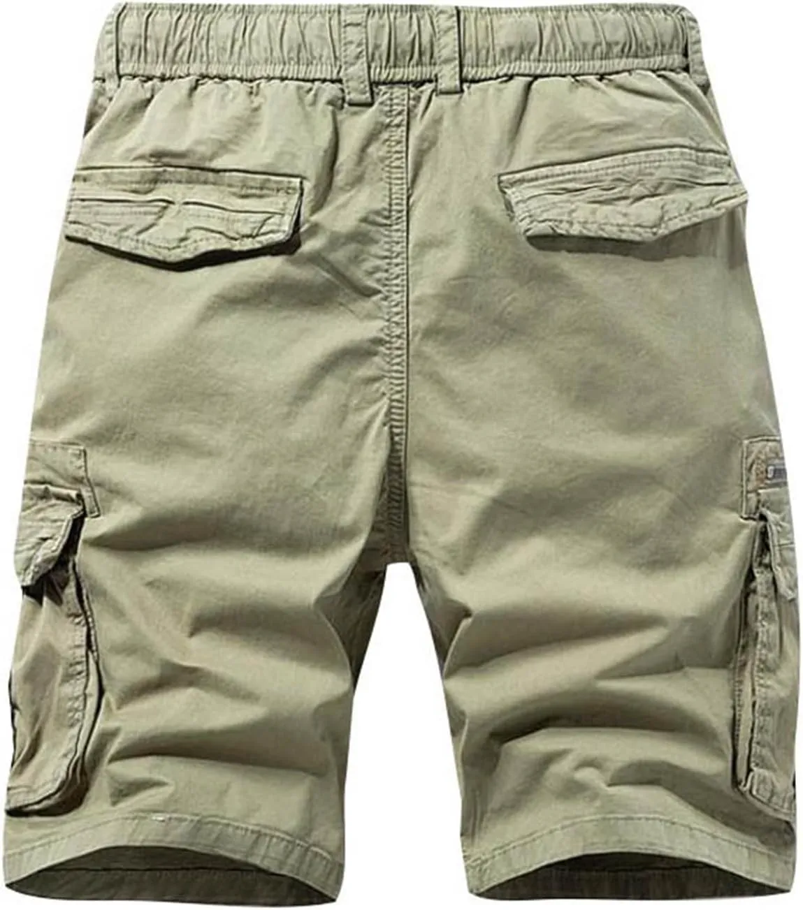Men's Cargo Pants,Drawstring Elastic Waist Shorts Cotton Multi Pockets Trousers Sports Straight Leg Pants