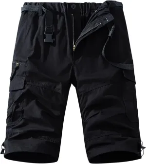 Mens Cargo Shorts Casual Button Plus Size Loose Bottoms with Multiple Pockets Flowy Classic Outdoor Work Shorts