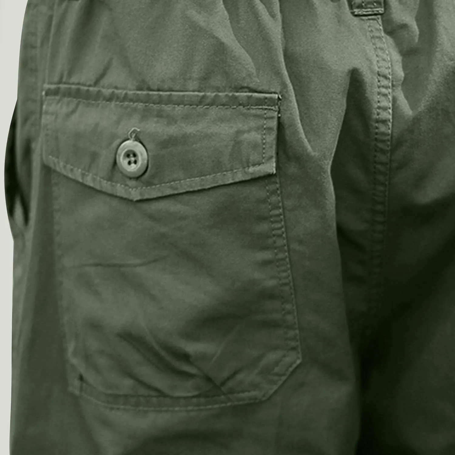 Men's Cotton Cargo Capris Pant Outdoor Button Zipper up Hiking Gym Trouser Multiple Pocket Summer Pant with Waistband