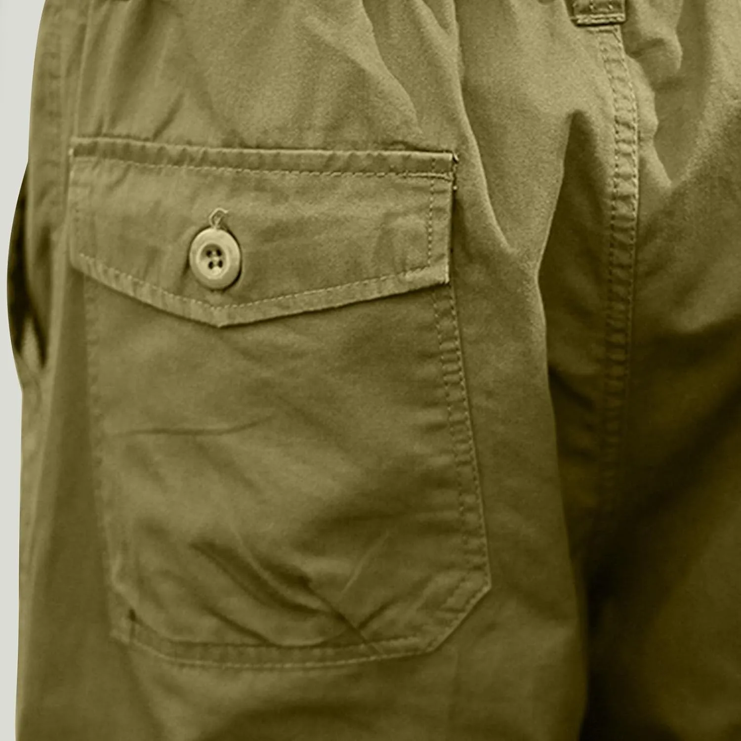 Men's Cotton Cargo Capris Pant Outdoor Button Zipper up Hiking Gym Trouser Multiple Pocket Summer Pant with Waistband