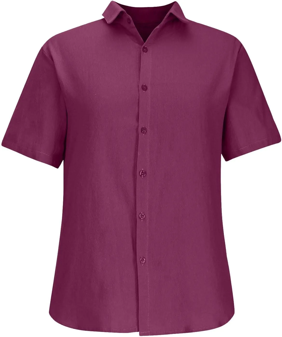 Men's Cotton Linen Short Sleeve Shirts Guayabera Linen Polo Tee for Men Button Down Summer Beach Vacation Blouses