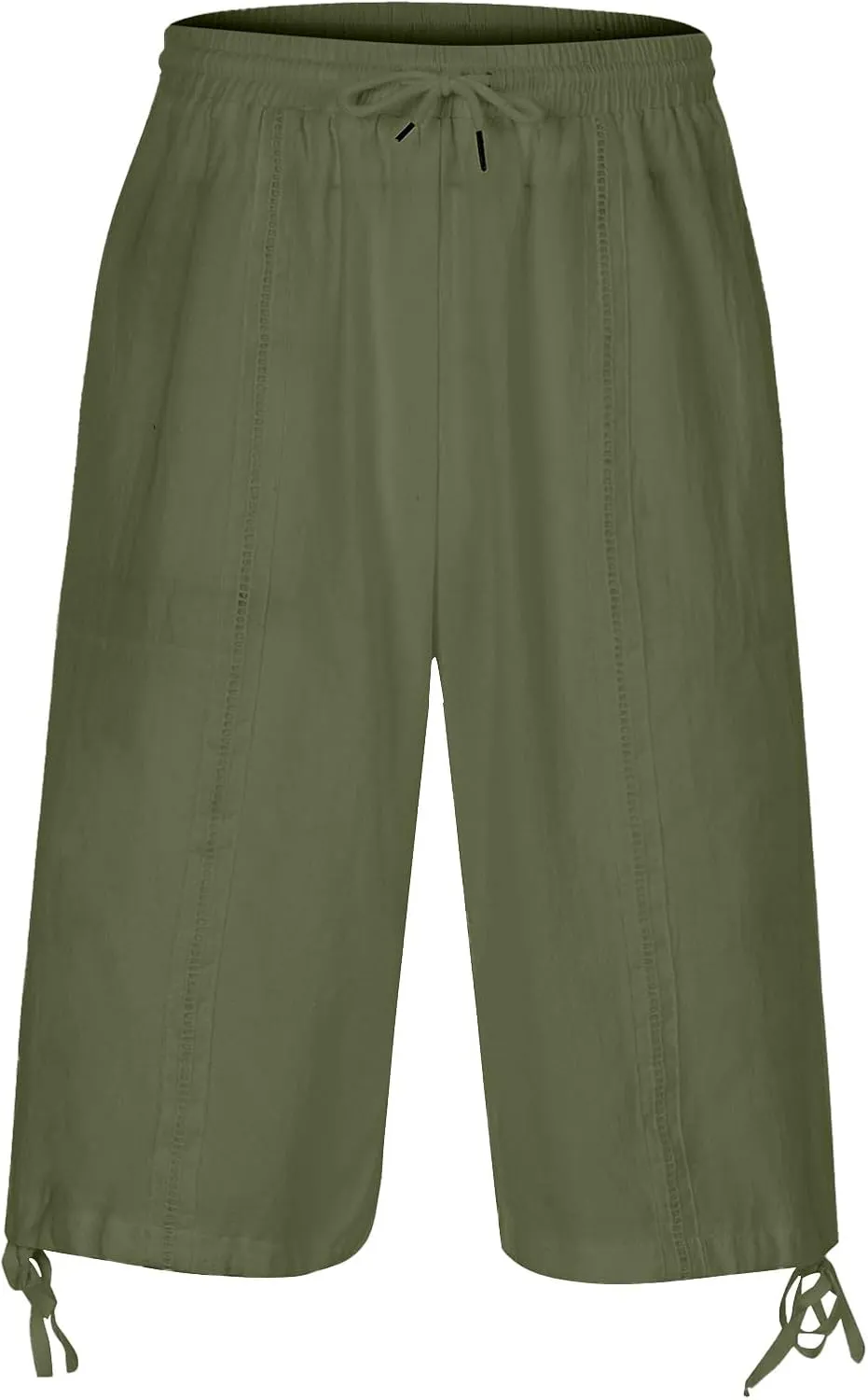 Mens Cotton Linen Shorts Casual Summer Beach Capri Pants Athletic Gym Workout Shorts with Pockets