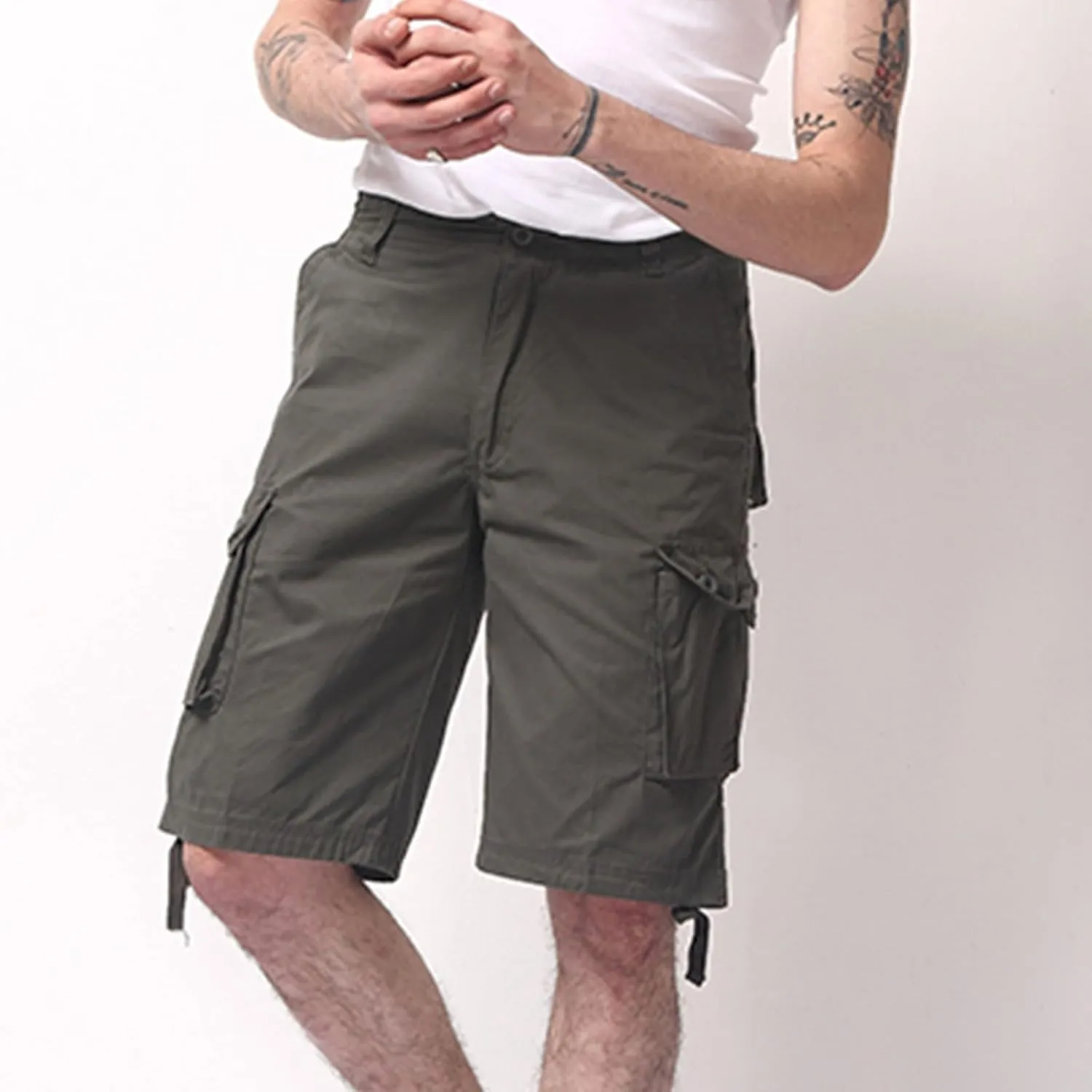 Mens Outdoor Shorts Trendy Plus Size Multiple Pockets Button Zipper up Cargo Shorts Casual Business Baggy Short Pants