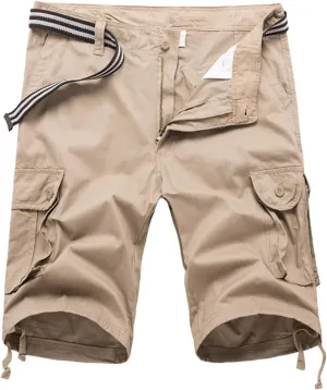 Mens Outdoor Shorts Trendy Plus Size Multiple Pockets Button Zipper up Cargo Shorts Casual Business Baggy Short Pants