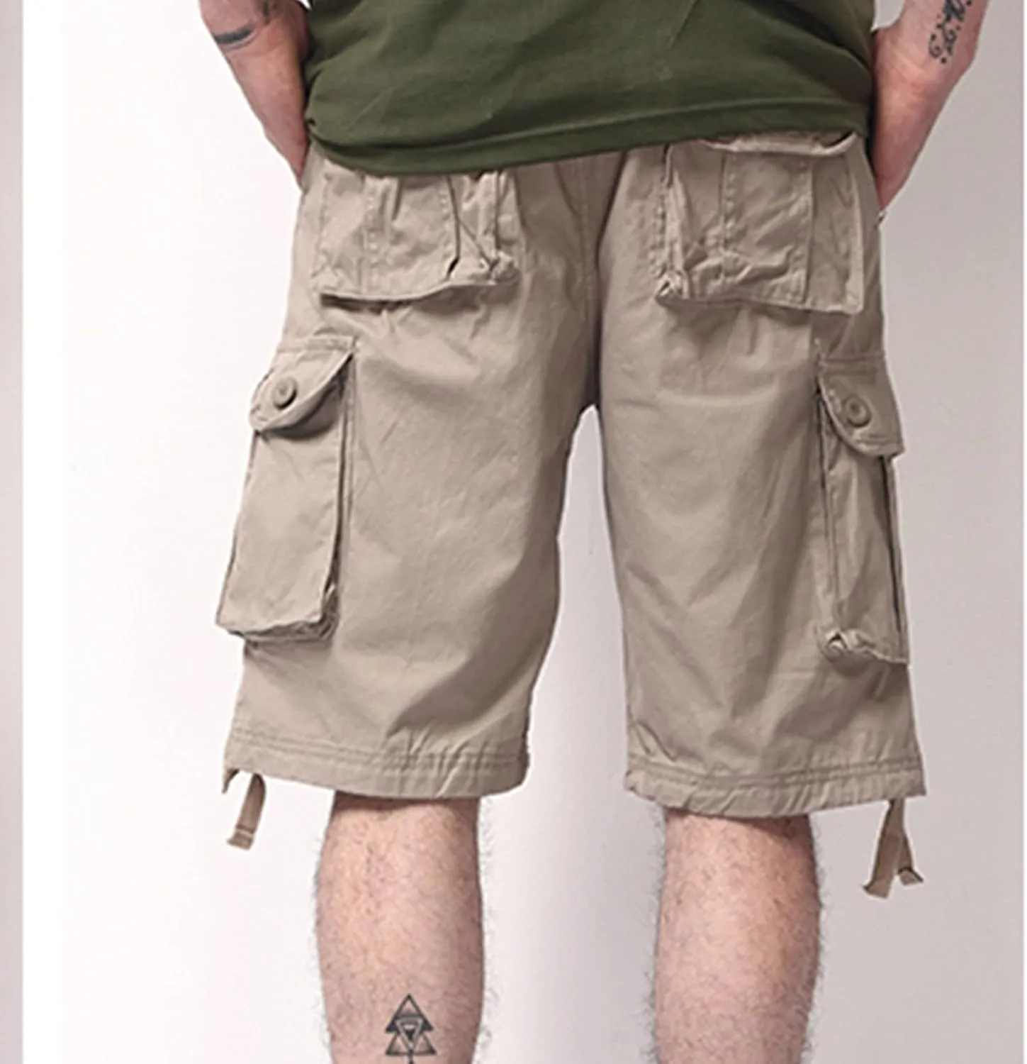 Mens Outdoor Shorts Trendy Plus Size Multiple Pockets Button Zipper up Cargo Shorts Casual Business Baggy Short Pants