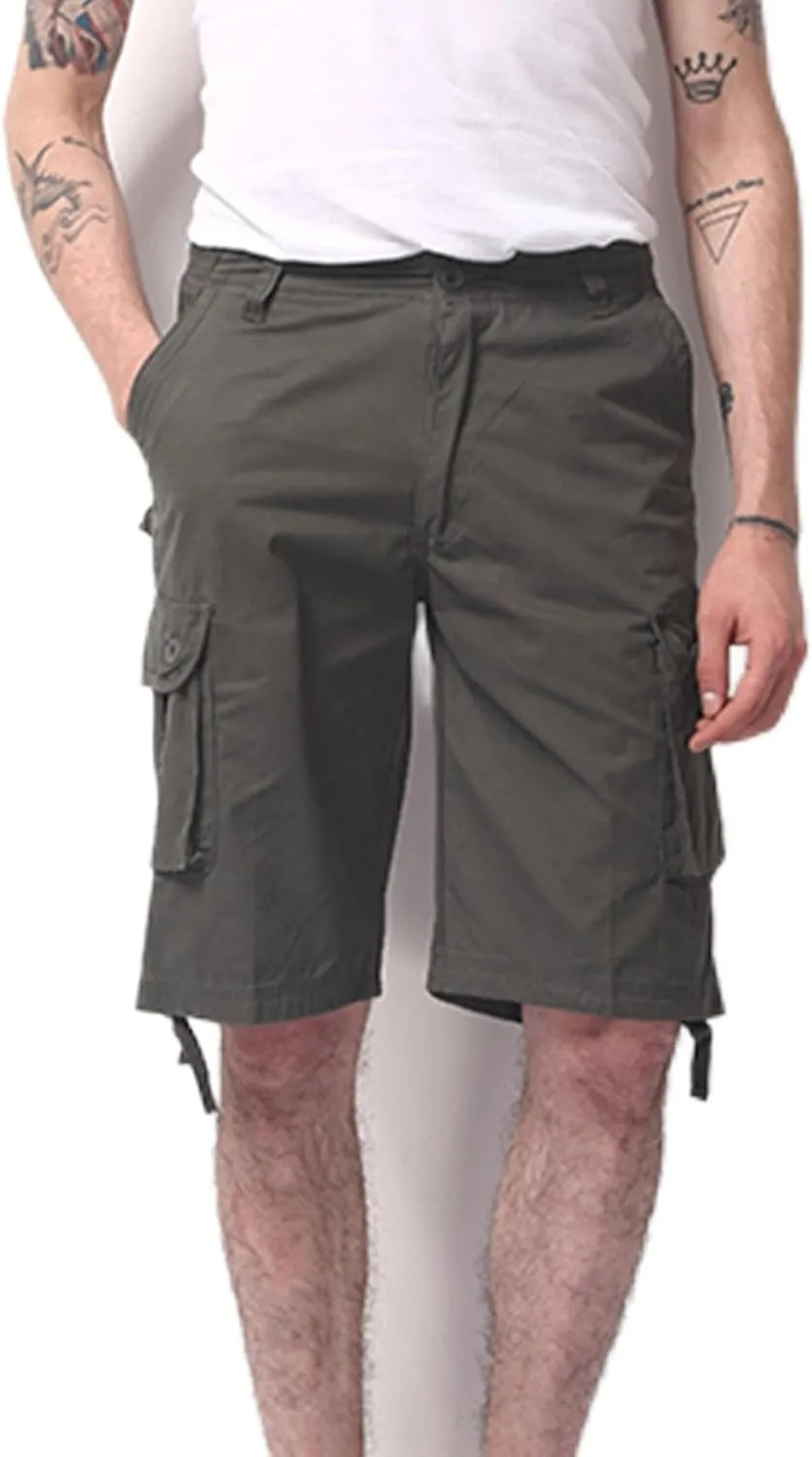 Mens Outdoor Shorts Trendy Plus Size Multiple Pockets Button Zipper up Cargo Shorts Casual Business Baggy Short Pants