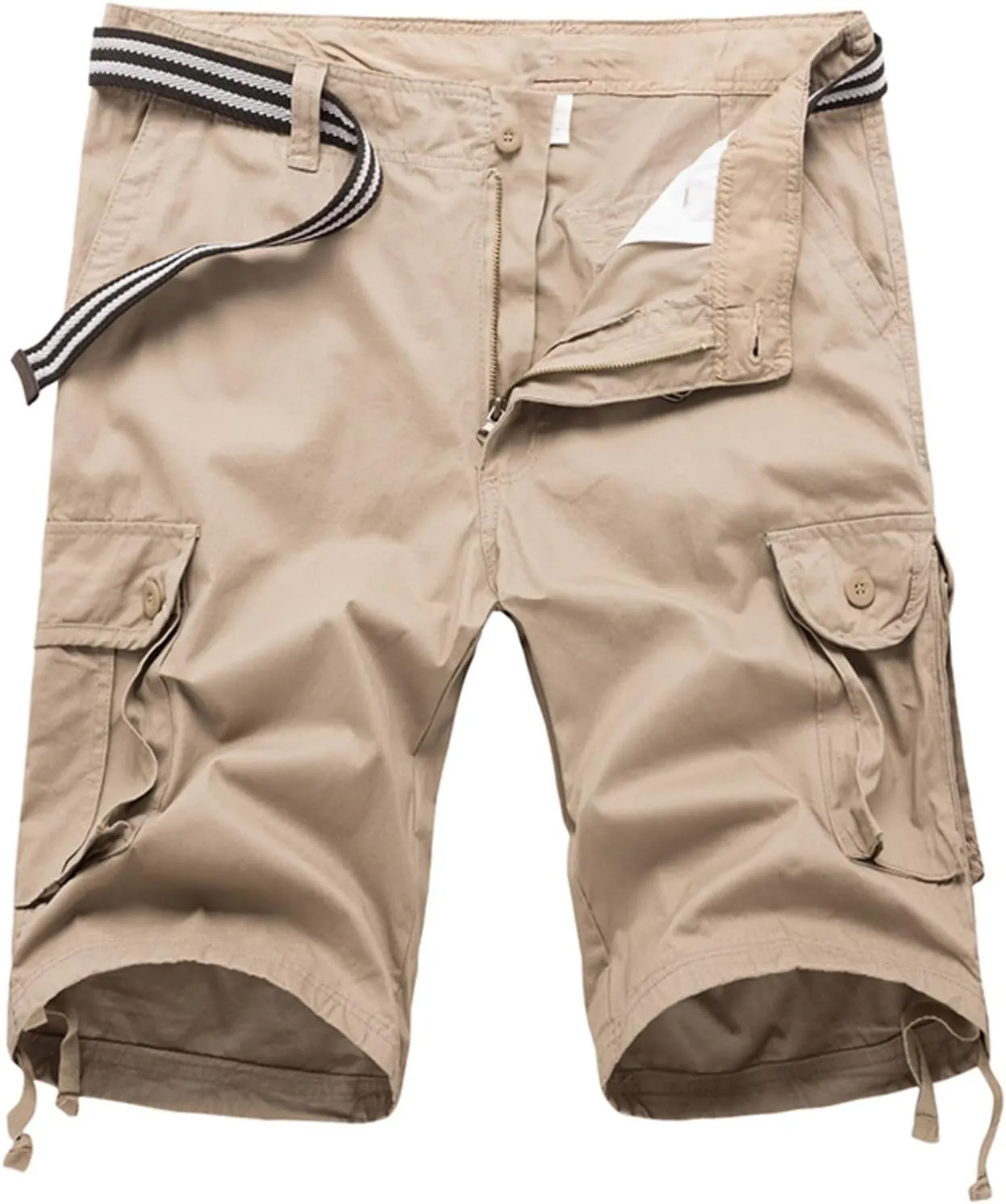 Mens Outdoor Shorts Trendy Plus Size Multiple Pockets Button Zipper up Cargo Shorts Casual Business Baggy Short Pants