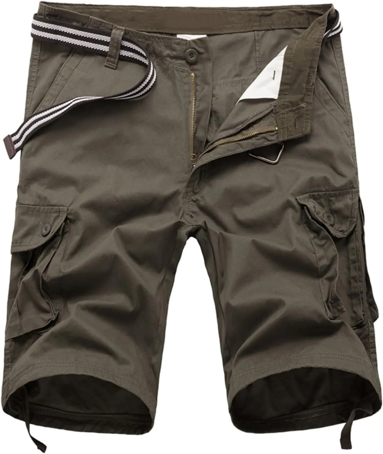 Mens Outdoor Shorts Trendy Plus Size Multiple Pockets Button Zipper up Cargo Shorts Casual Business Baggy Short Pants