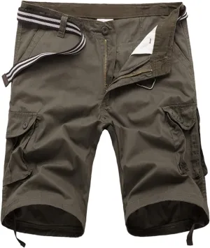 Mens Outdoor Shorts Trendy Plus Size Multiple Pockets Button Zipper up Cargo Shorts Casual Business Baggy Short Pants